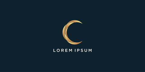 Fototapeta premium Golden gradient monogram letter c logo with creative design icon vector illustration