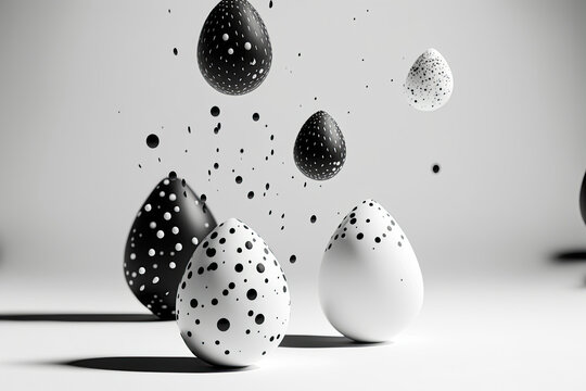 Minimalistic easter background. Clean design. Easter eggs on white background