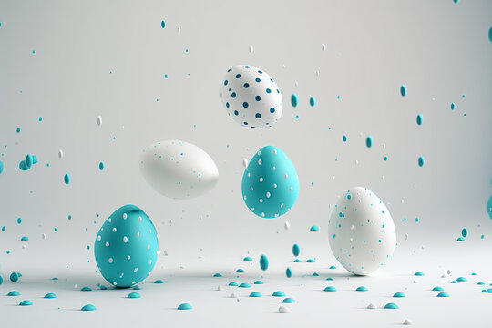 Minimalistic easter background. Clean design. Easter eggs on white background