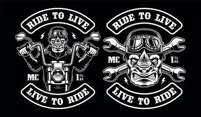 Set of a rhino biker patch on a dark background  © Harry Kasyanov