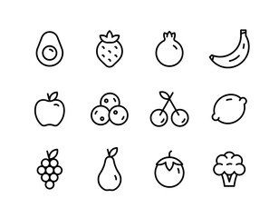 Fruits icons set. Minimal thin line web icon set. Thin line icon set
