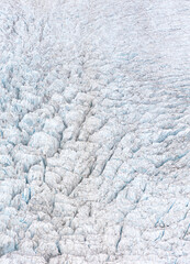 Heavily crevassed glacier ice on Franz Josef Glacier, Westland, New Zealand. Aerial view from...