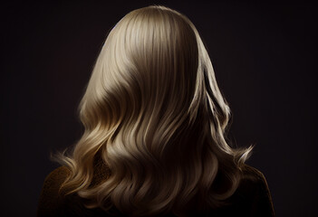 Fototapeta premium Perfekte, gesunde und glänzende blonde Haare im Fokus eines Portraits. Perfekt für Friseur- Haarfarbe- und Shampoo- werbung. -Generative Ai