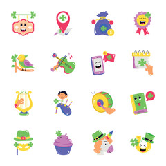 Collection of Saint Patrick Day Flat Stickers 


