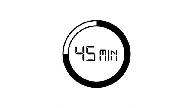 45 minutes, digital coundown timer. motion animation.