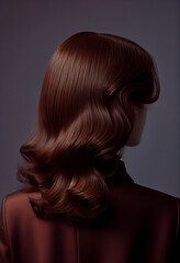 Obraz premium Perfekte, gesunde und glänzende braune Haare im Fokus eines Portraits. Perfekt für Friseur- Haarfarbe- und Shampoo- werbung. -Generative Ai