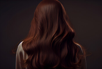 Fototapeta premium Perfekte, gesunde und glänzende braune Haare im Fokus eines Portraits. Perfekt für Friseur- Haarfarbe- und Shampoo- werbung. -Generative Ai