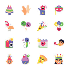 Naklejka premium Set of Party Flat Stickers