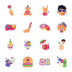 Fototapeta premium Pack of Party Celebration Flat Stickers