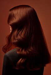 Fototapeta premium Perfekte, gesunde und glänzende braune Haare im Fokus eines Portraits. Perfekt für Friseur- Haarfarbe- und Shampoo- werbung. -Generative Ai