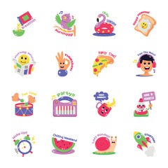 Pack of Week Days Flat Stickers 

