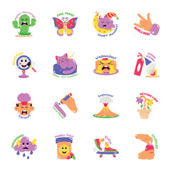 Collection of Cute Flat Stickers 

