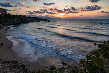 La Praiola beach in Terrasini town at sunset, province of Palermo IT