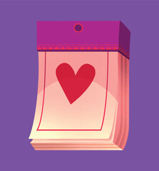 Valentines day love calendar vector illustration and clipart