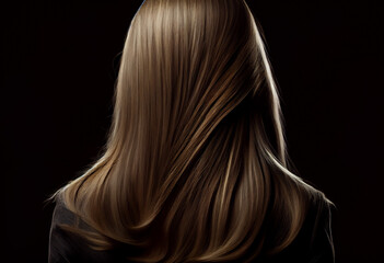 Naklejka premium Perfekte, gesunde und glänzende Haare im Fokus eines Portraits. Perfekt für Friseur- Haarfarbe- und Shampoo- werbung. -Generative Ai