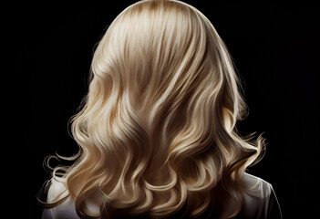 Fototapeta premium Perfekte, gesunde und glänzende blonde Haare im Fokus eines Portraits. Perfekt für Friseur- Haarfarbe- und Shampoo- werbung. -Generative Ai