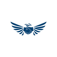  handshake and winged eagle,logo designs, vectors, illustrations, icons, silhouettes, line art,