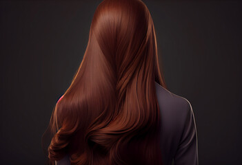 Perfekte, gesunde und glänzende braune Haare im Fokus eines Portraits. Perfekt für Friseur- Haarfarbe- und Shampoo- werbung. -Generative Ai