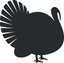 Turkey silhouette. Isolated turkey on white background. Bird
