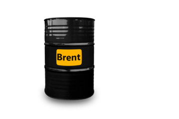 Brent crude oil barrel on a transparent background with soft shadow