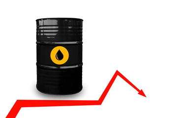 Crude oil barrel on a transparent background with soft shadow