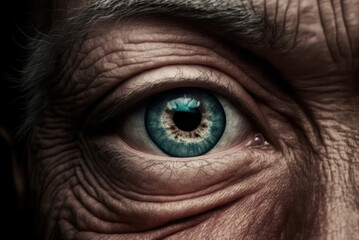 Close up of senior eye, generative ai