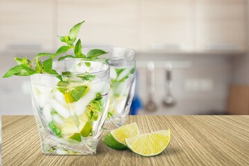 Fresh clean cold water with lemoon