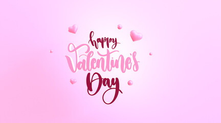 3d Valentine's Day postcard with heart elements on white background. Romantic post card