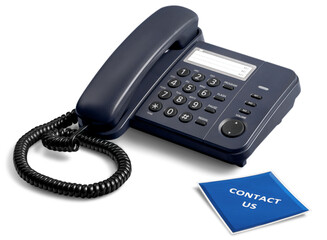 Black office phone isolated on white background