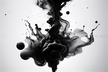 black liquid dispersion on a white background, generative ai