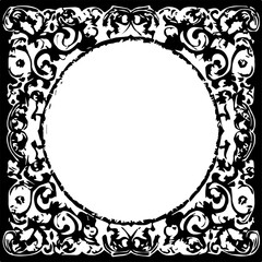 An transparent baroque style frame border design element. Shapes were vectorized from an ai generation.  
