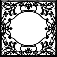 An transparent baroque style frame border design element. Shapes were vectorized from an ai generation.  