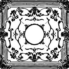 An transparent baroque style frame border design element. Shapes were vectorized from an ai generation.  