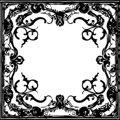 An transparent baroque style frame border design element. Shapes were vectorized from an ai generation.  
