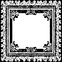 An transparent baroque style frame border design element. Shapes were vectorized from an ai generation.  