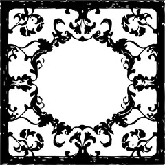 An transparent baroque style frame border design element. Shapes were vectorized from an ai generation.  
