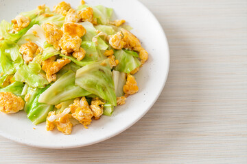 homemade stir-fried cabbage with egg