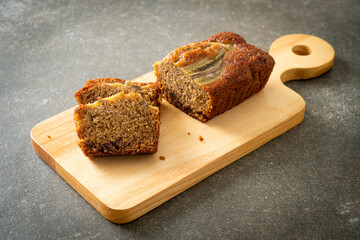 banana cake on wood board