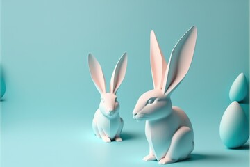 Obraz premium easter bunny, a cute adorable rabbit in the style of a children-friendly cartoon animation fantasy generative ai Illustration