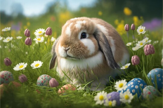 easter bunny, a cute adorable rabbit  in the style of a children-friendly cartoon animation fantasy generative ai Illustration