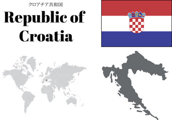 Obraz premium クロアチア 国旗/地図/領土