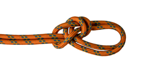bowline on a bight knot orange rope example of with transparent background, png	