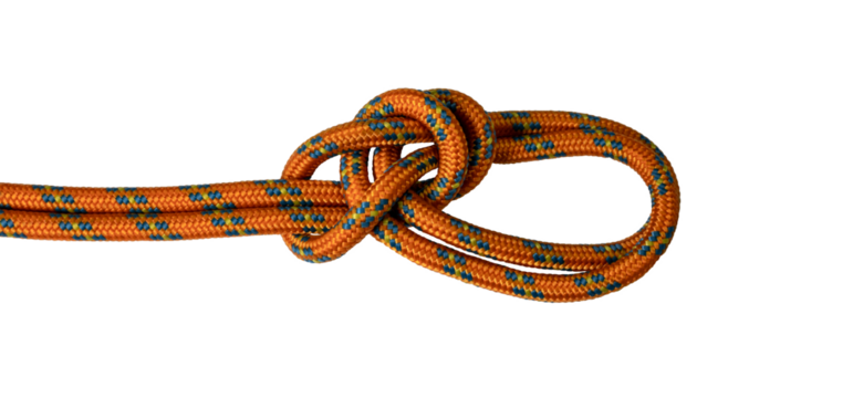 bowline on a bight knot orange rope example of with transparent background, png	