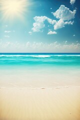 sea beach on a sunny day with crystal clear water small waves and a blue sky generative ai summer background
