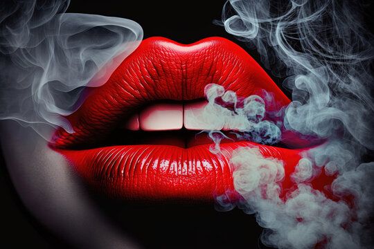 Premium AI Image  A red lips with smoke on the bottom and the word love on  the bottom