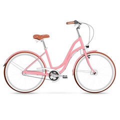 Fototapeta premium Pink city bike for women, retro bike