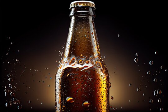 Bottle closeup without logo with drops around
