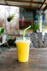 mango smoothies in take away glass
