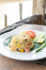 fried rice on white plate