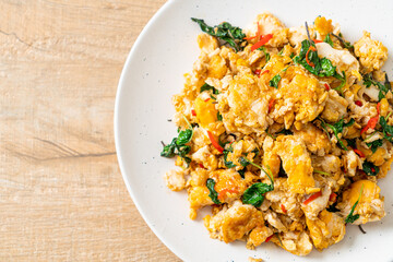 stir-fried egg with Thai basil and chilli